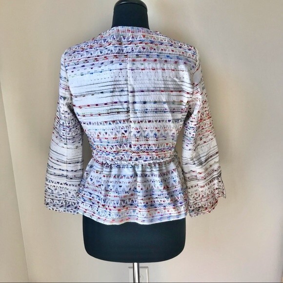 ZARA Shimmer Thread Peplum Blazer Colorful Metallic Size Small - Picture 5 of 6